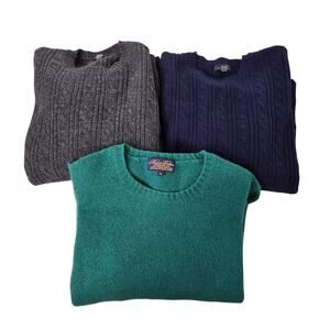 Brooks Brothers crew neck long sleeve set of 3 sweaters XL navy blue green grey